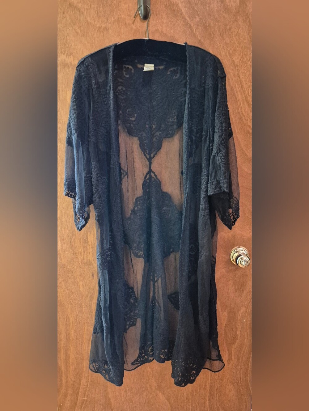 Black Lace Sheer Duster Kimono